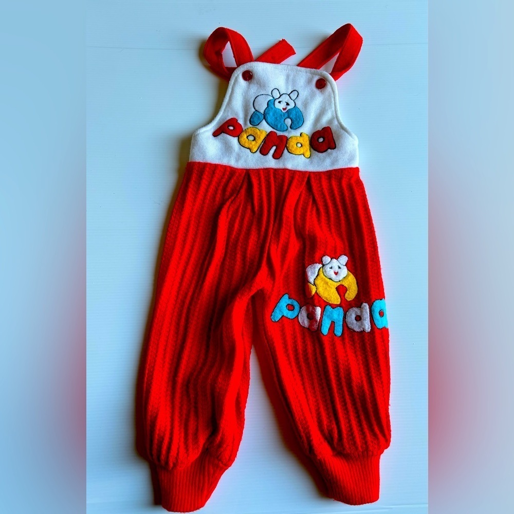 Vintage 1990s Red Panda Overalls Size 2T